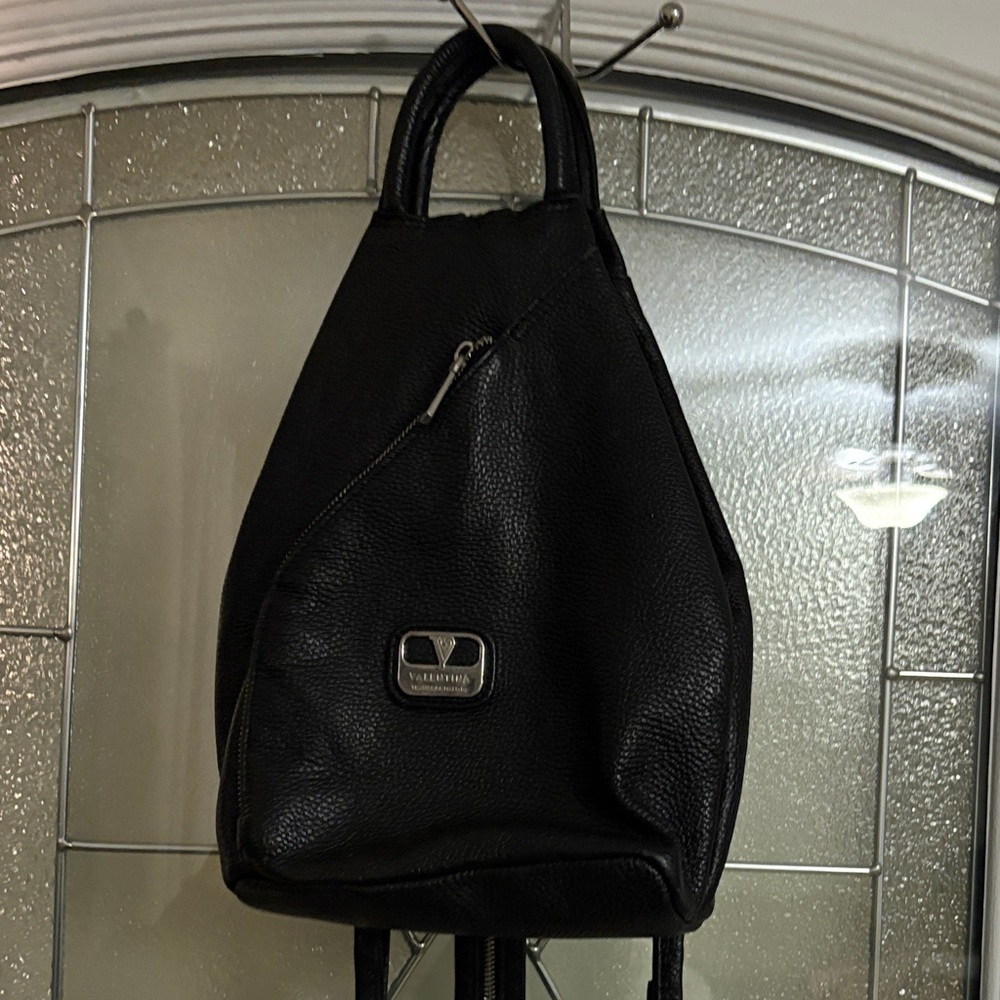 Valentina pebbled Italian leather sling convertible backpack rehab